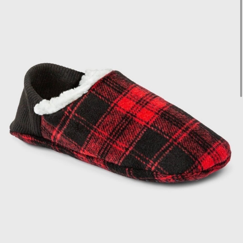 NWT Wondershop Adult Faux Shearling Slipper Socks Plaid Huggable Heel & Grip